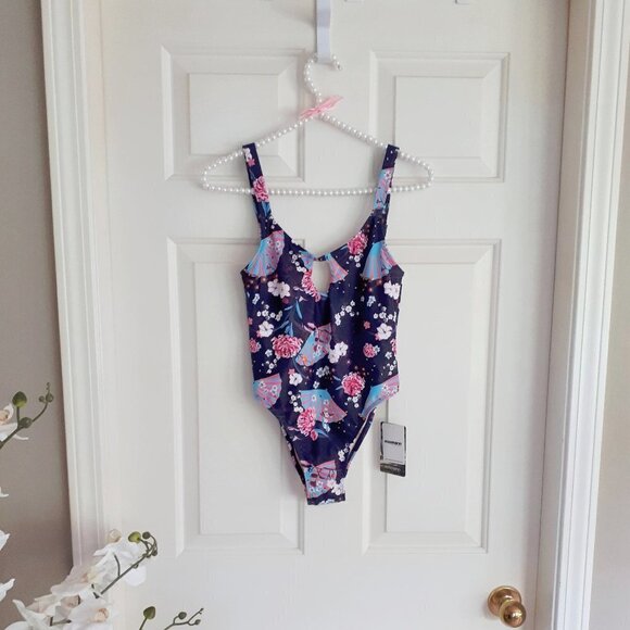 NWT Mosmann Australia Belle Navy floral fan print one piece swimsuit, S - Picture 4 of 5